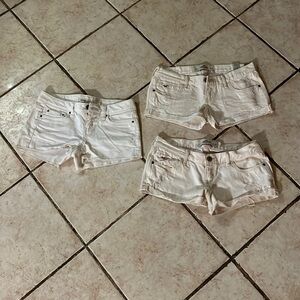 y2k white shorts (1) amer eagle size 0 & (2) hollister creamy white size 0 and 1